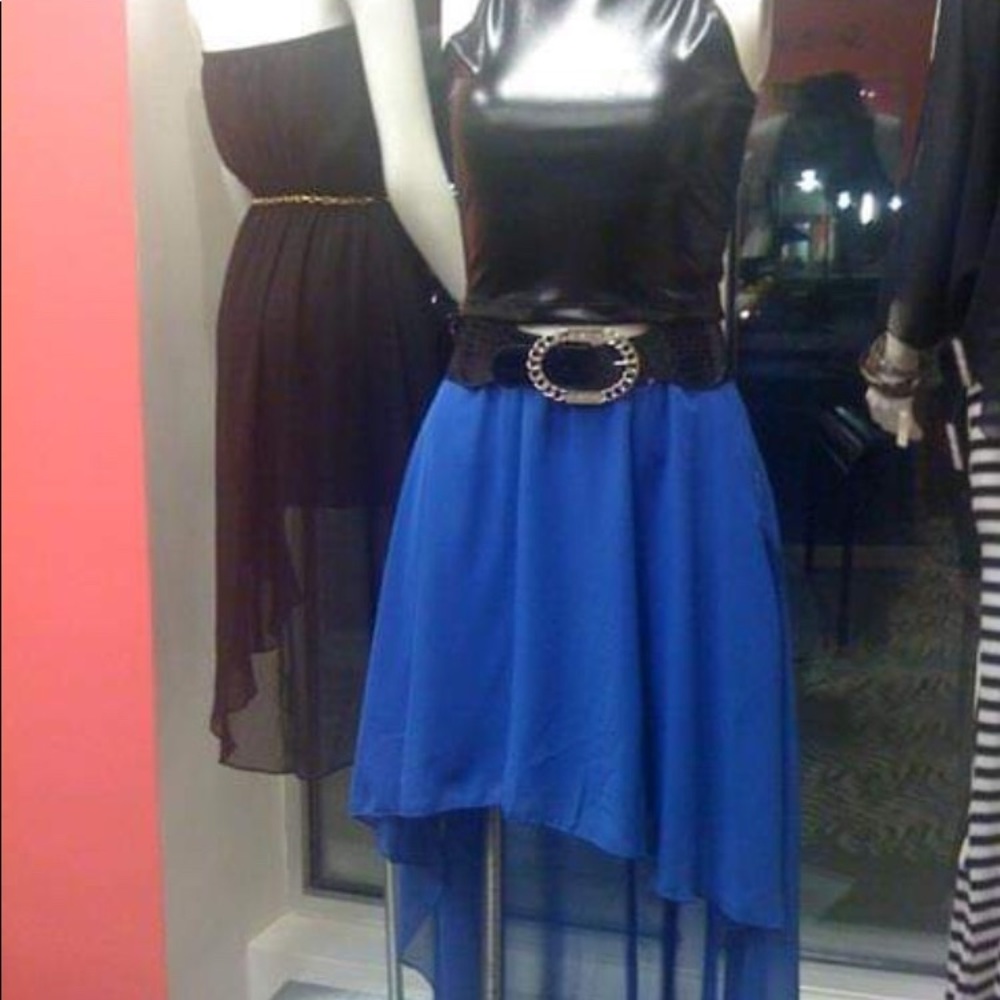 Blue high-low skirt